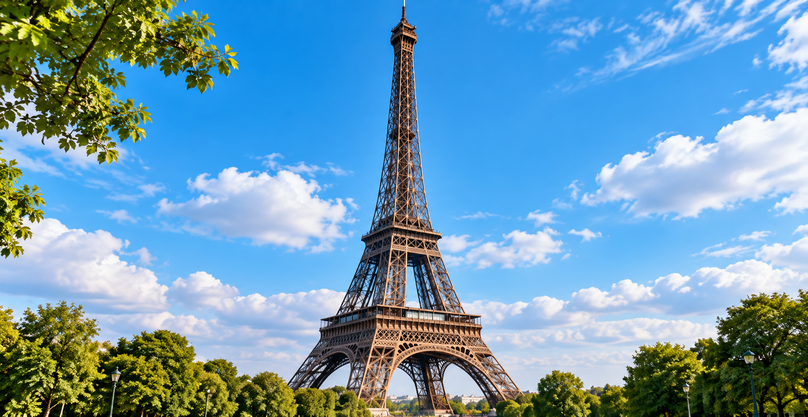Eiffel Tower Framed by Greenery